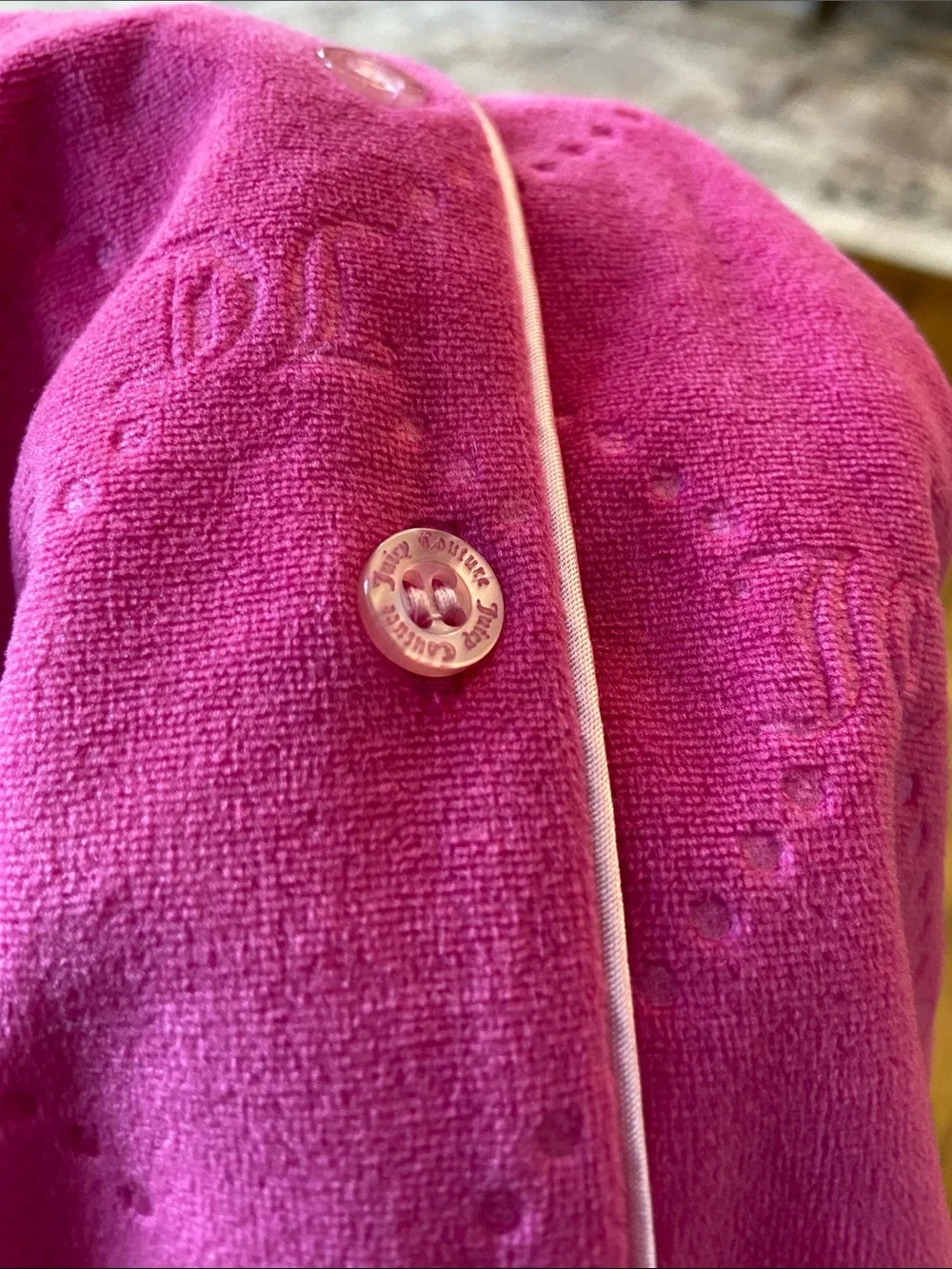 Juicy Couture Bright Pink Velour Button-Front Pajama Set, 3T, NWOT